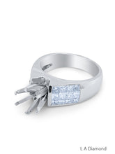 18K White Gold Bezel Corner Princess Cut Multi-Layer Semi-Mount Engagement Ring (1.06 ct)